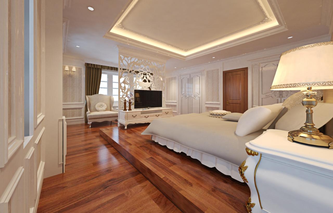 Phòng ngủ VIP với không gian trang trí và nội thất tân cổ điển